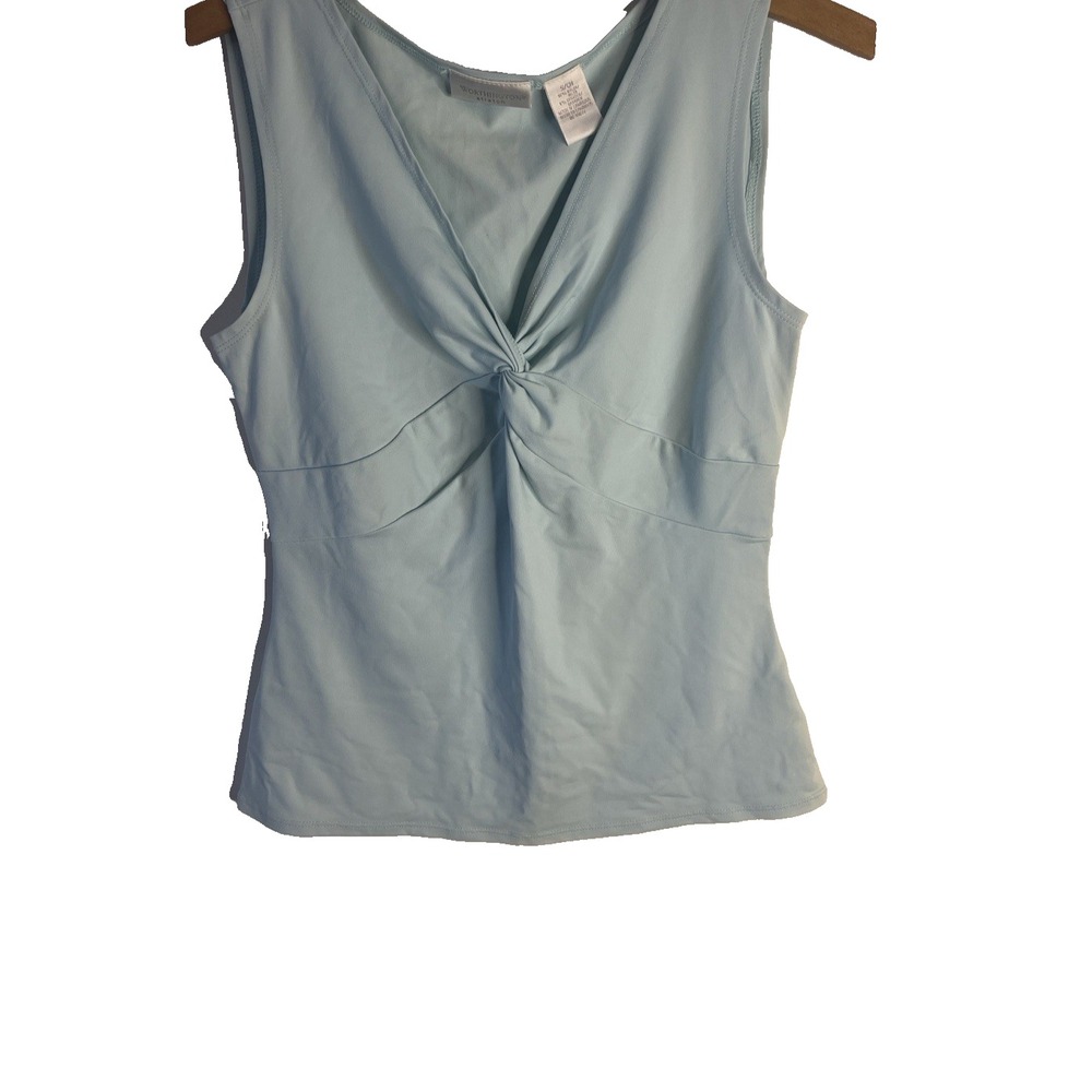 Vtg Y2K Baby Blue Fairy Angel Stretchy Coquette Neutral V Neck Top Women S